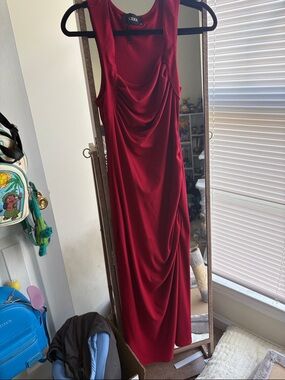 Cider Deep Red Drape-Front Maxi Dress